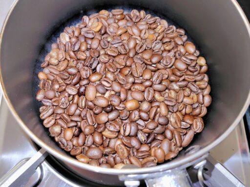 焙煎豆投入直後の様子